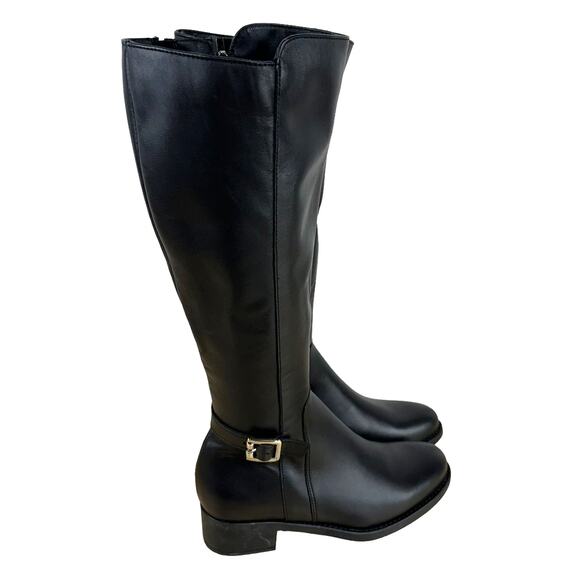 La Canadienne NWOB Silvana Italian Leather Knee High Boot Black Size 6M Buckle - Picture 2 of 8